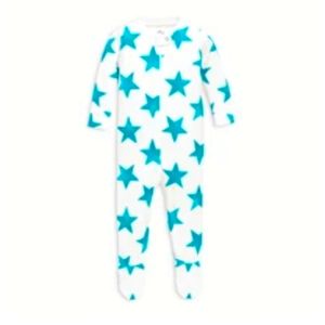 Organic zip footie in watercolor star